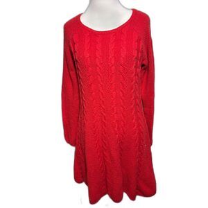 Hollister y2k fit & flare sweater dress Cable knit mini Large Holiday Christmas
